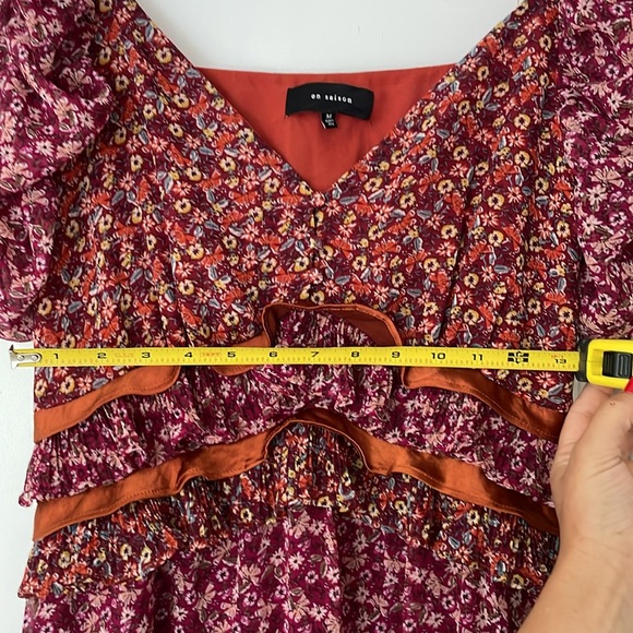 NWOT En Saison Affectionate Purple Floral Print Ruffled Midi Dress! - Picture 6 of 7